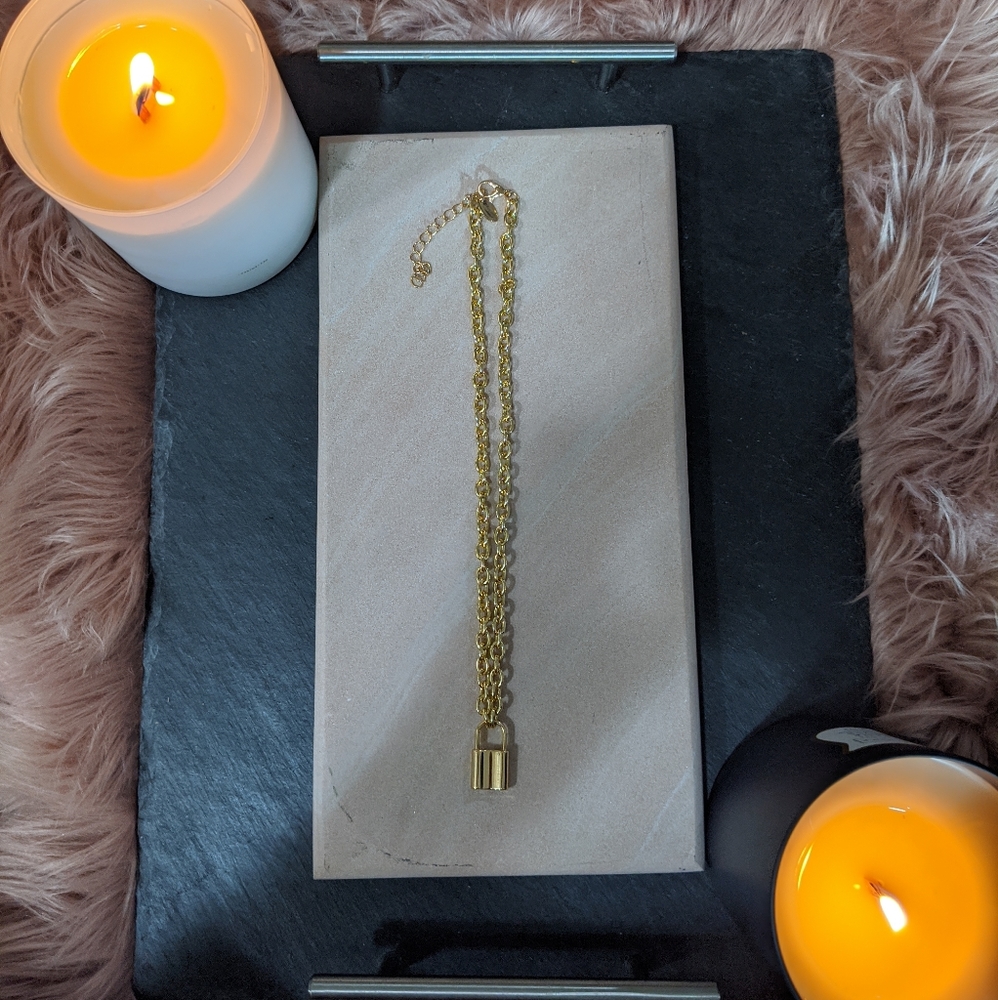 Gold Padlock Necklace